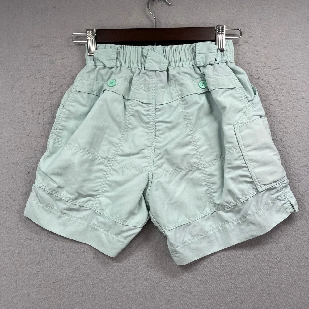 AFTCO M01 Fishing Shorts Boys 26 Mint Green Nylon Utility Cargo Gorpcore Angler